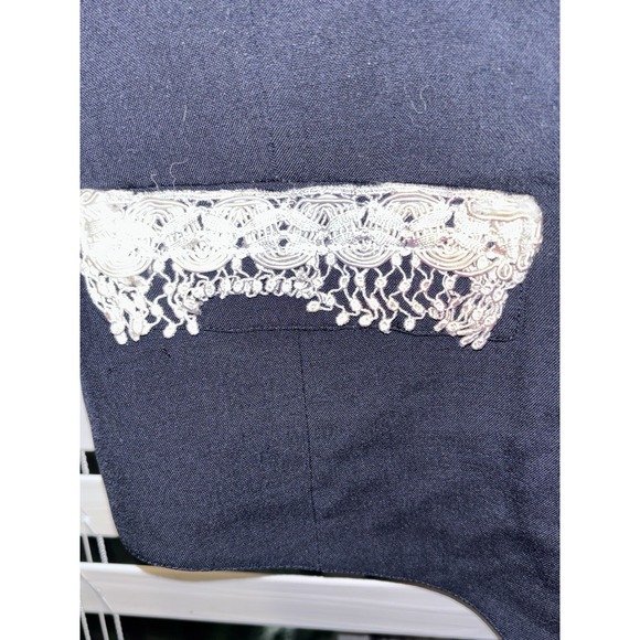 Vintage  90s Vest Womens White  Blue Crochet Neal &‎ David One Size - Picture 8 of 9